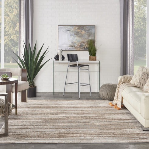 9' X 12' Ivory and Gray Abstract Non Skid Area Rug